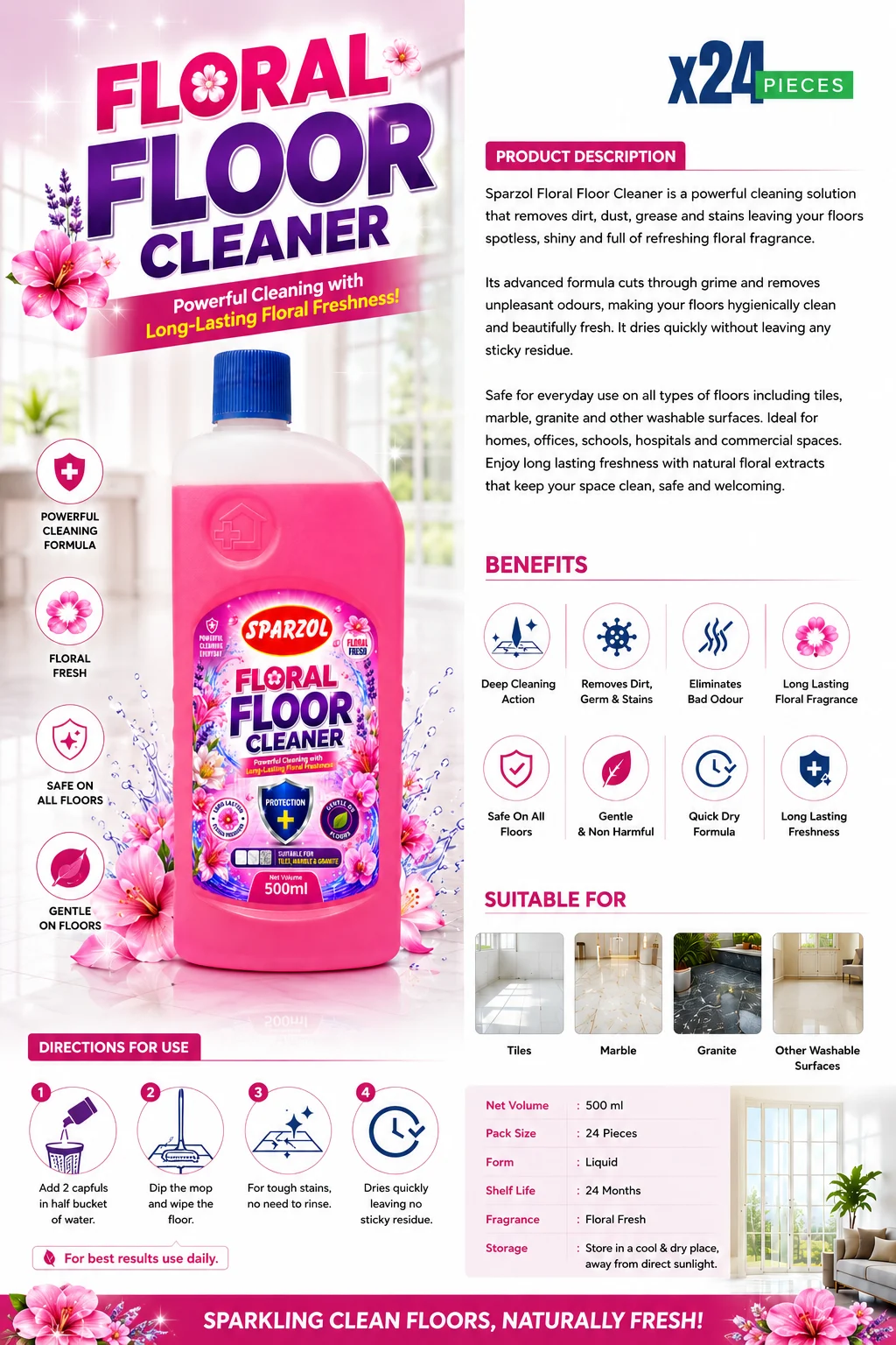 Sparzol Floral Floor Cleaner PD
