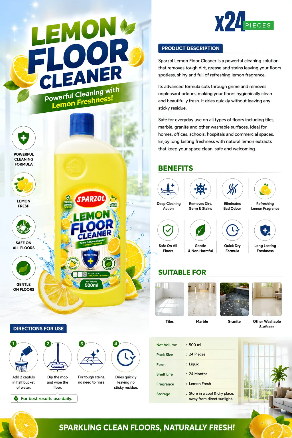 Sparzol Lemon Floor Cleaner PD