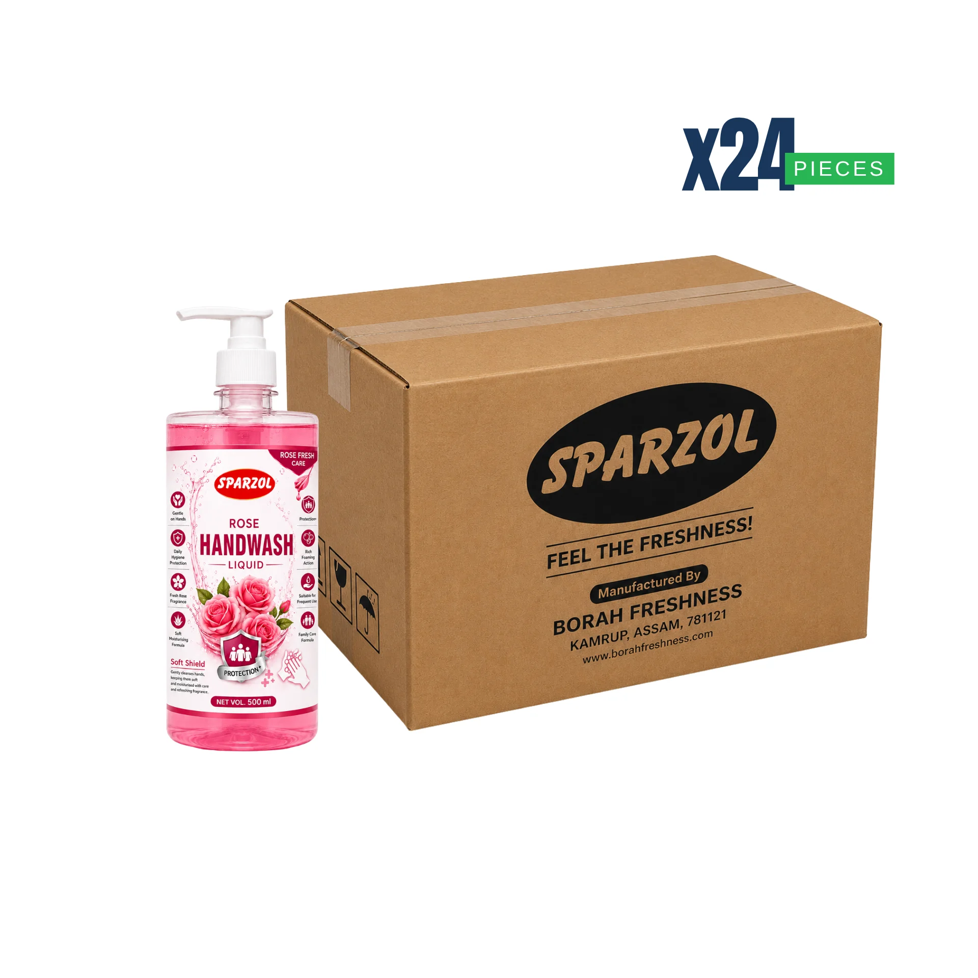 Sparzol Rose Handwash Liquid 500ML Box