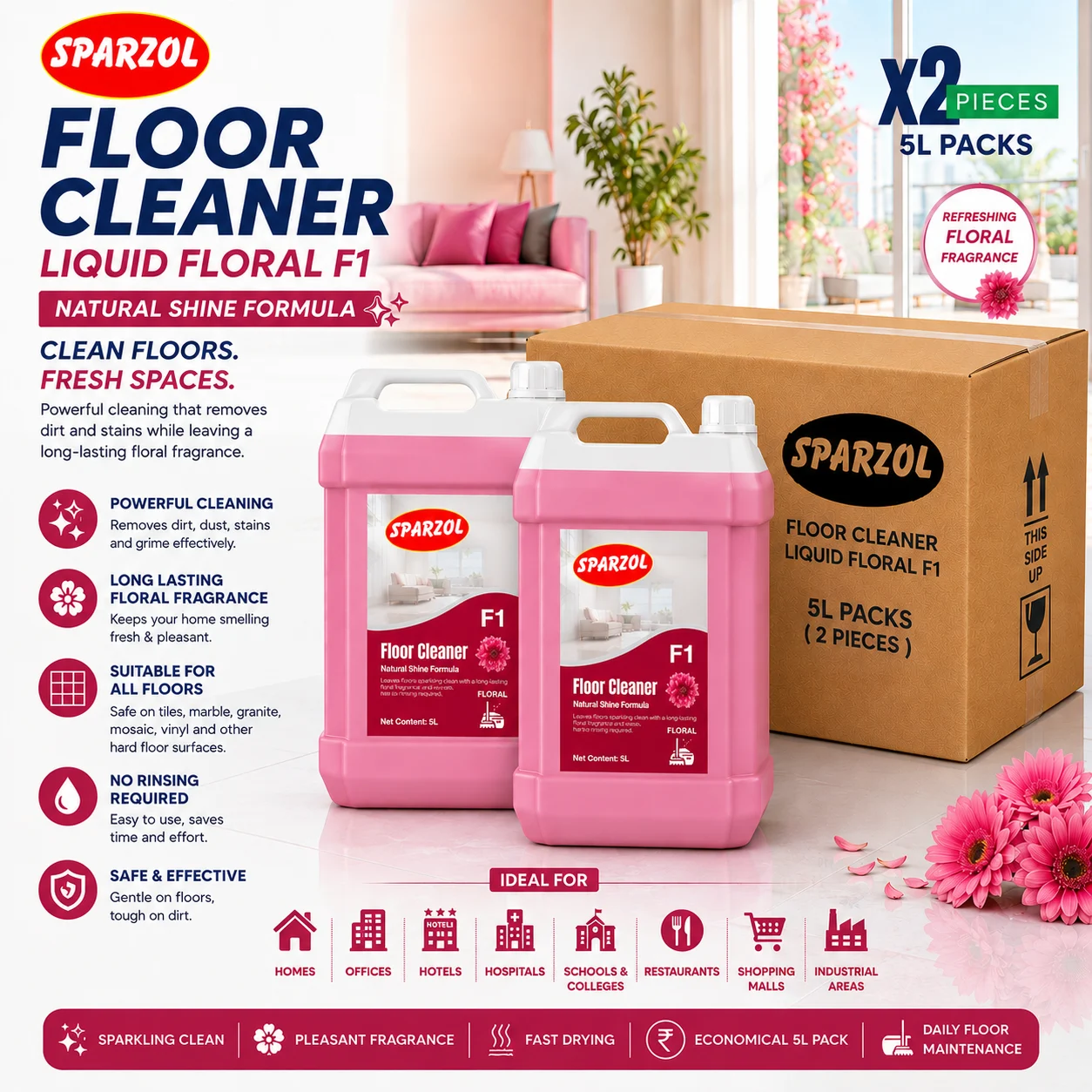 Sparzol Liquid Floral Floor Cleaner F1 5L